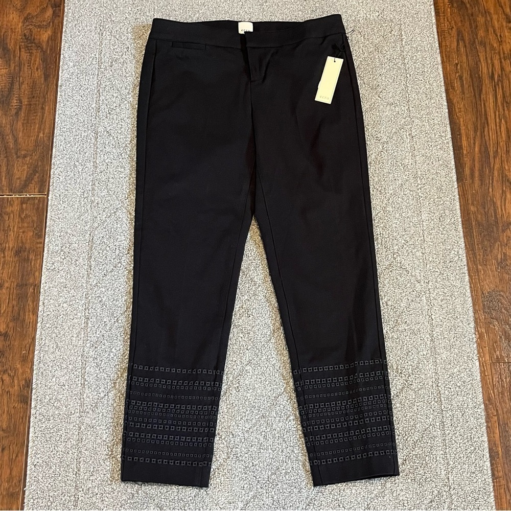 Ecru pants womens size 4 navy shakira lace detail straight leg dress pants NEW